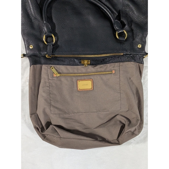 J Crew 100% Leather Black Brompton Convertible Crossbody Shoulder Tote Bag - Picture 8 of 16